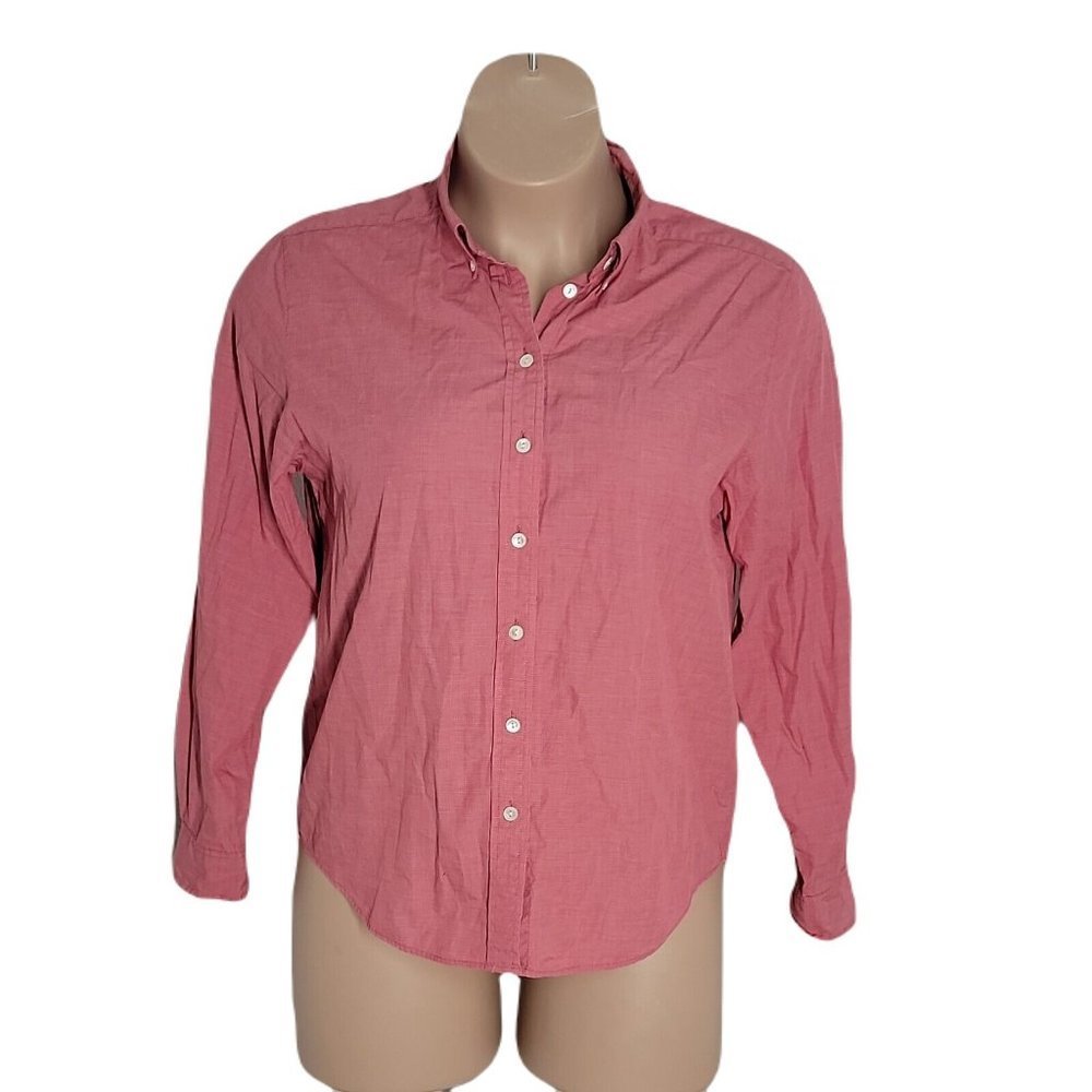 Talbots Button Up Collared Classy Shirt ~ Sz 14 ~ Light Red ~ Long Sleeve
